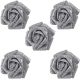 Foam Rose Glitter Silver 5 pc