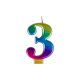 Rainbow Metallic Number Candle 3