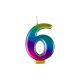 Rainbow Metallic Number Candle 6