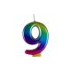 Rainbow Metallic Number Candle 9